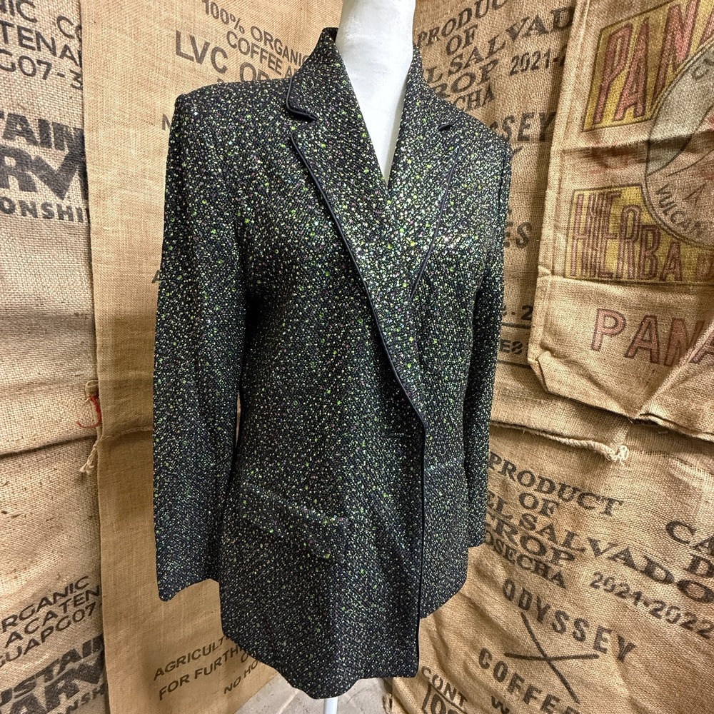 St. John Couture Marie Gray Womens 8 Sequin Embellished Blazer Black Beaded VTG - Picture 15 of 15